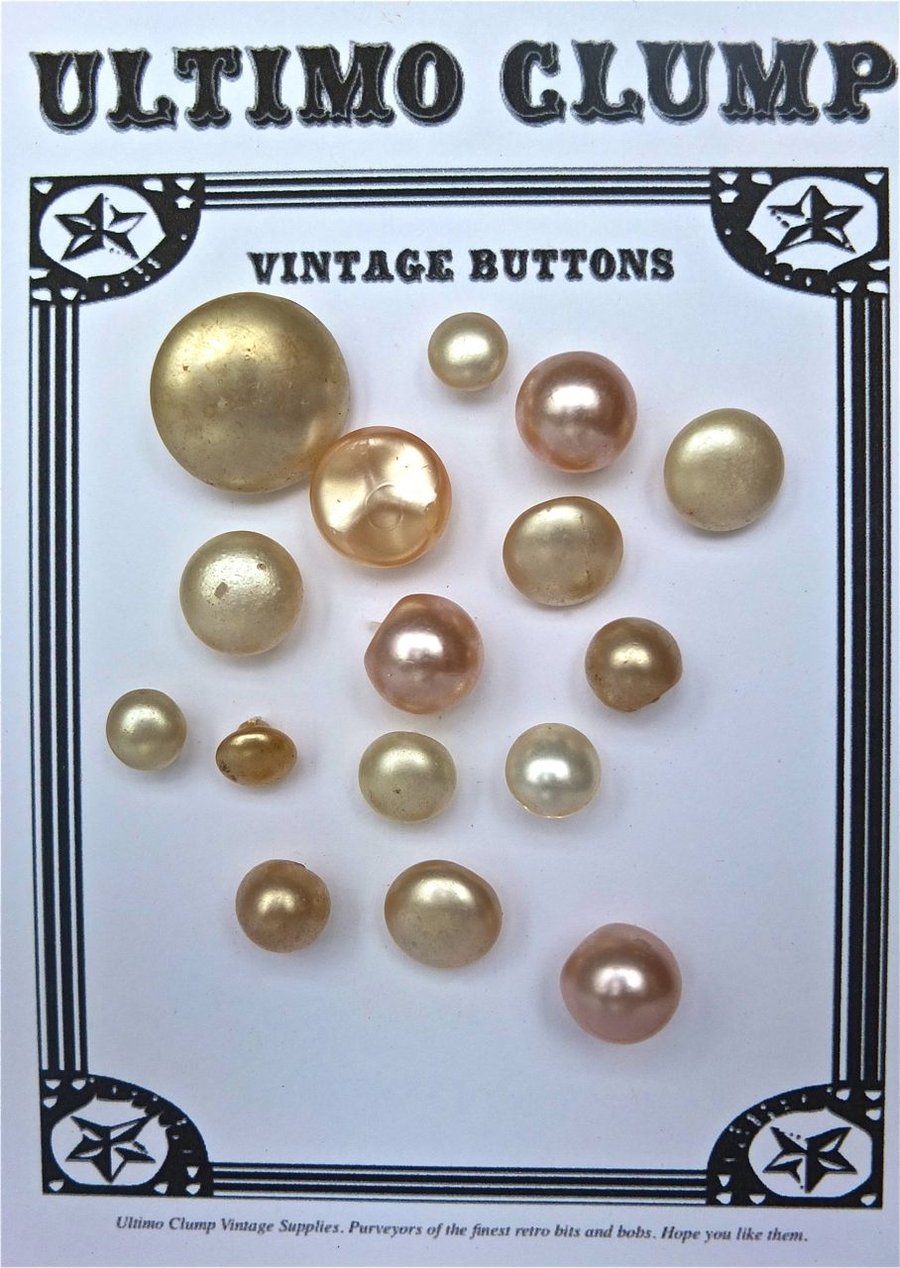 16 Vintage Glass Pearl Buttons