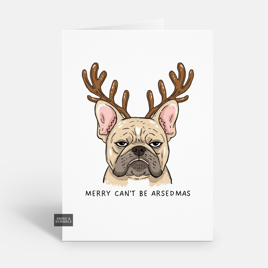 Unique Funny Christmas Card For Him Or Her - Grumpy Dog Xmas Greeting 