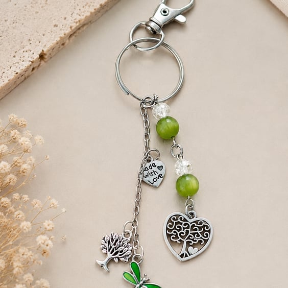 Handmade Tree of Life Keyring & Bag Charm 