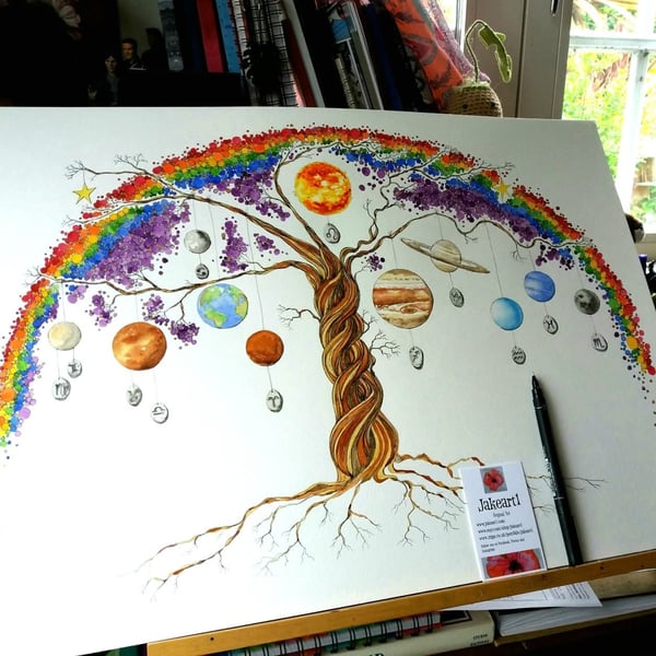 Zodiac Tree of life original art print