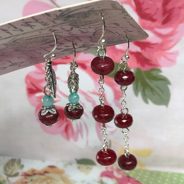 Two pairs of Ruby earrings