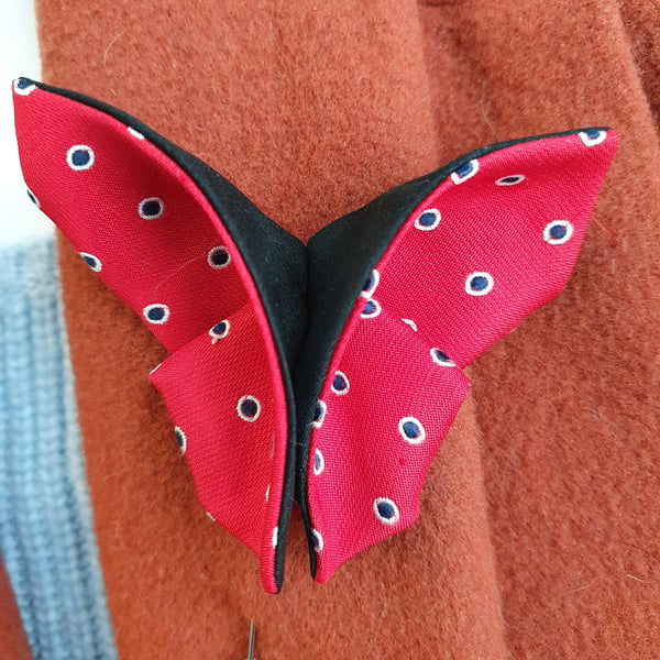 Textile origami, butterfly origami, lapel pin brooch, statement fabric accessori