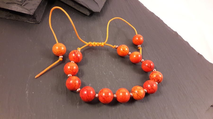 Orange Magnesite Adjustable Bracelet