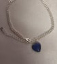 "Something Blue" heart anklet on sterling silver chain - Image 2