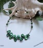Keshi Pearl, Russian Diopside, Rhodanite Garnet Sterling Silver Bracelet LARGE - Image 3