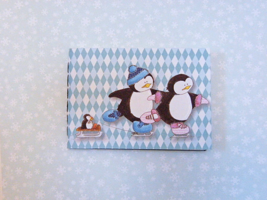 Winter Penguins Sketchbook with Skating Penguins 