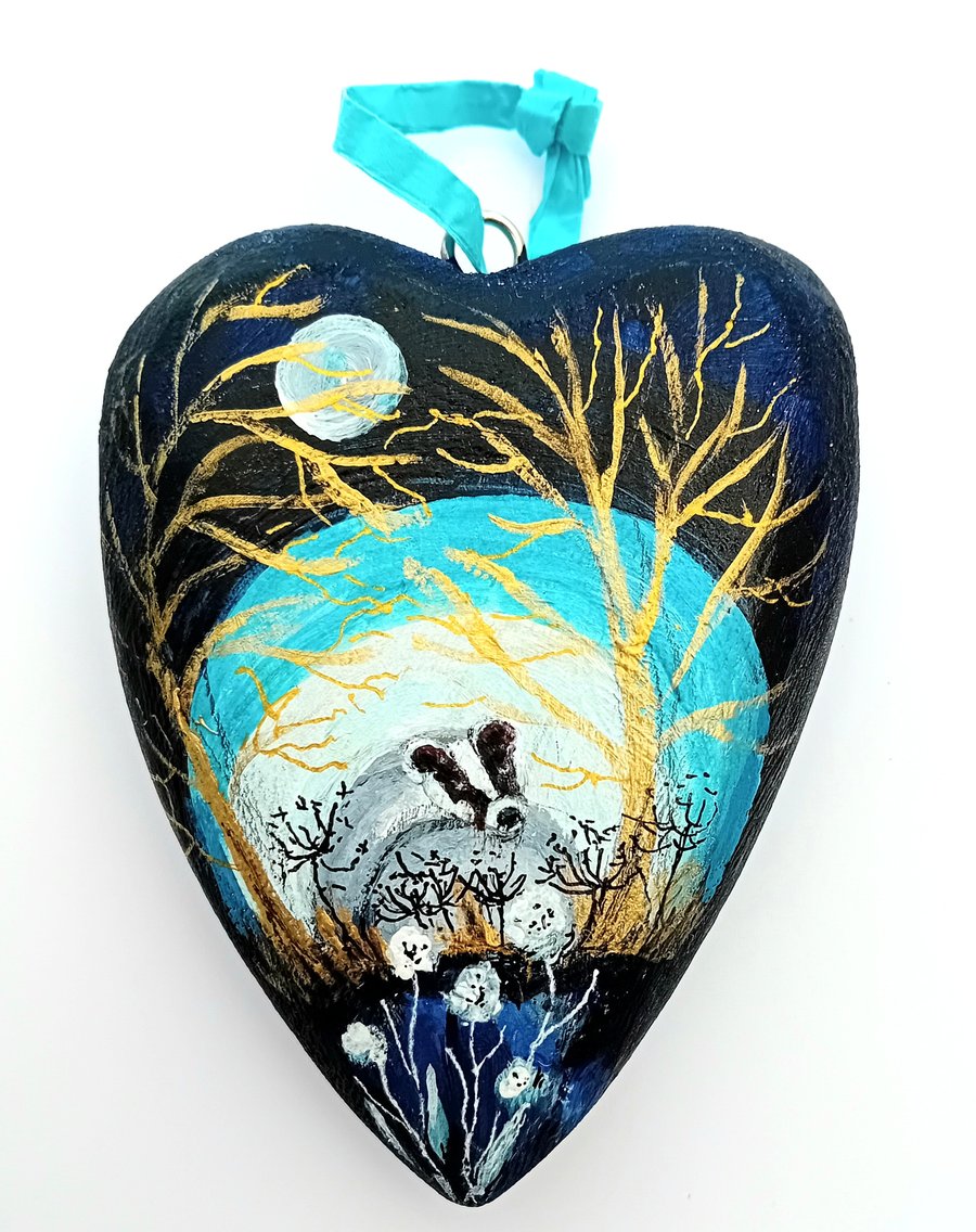 Chunky Badger heart  shape decoration