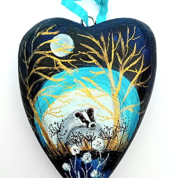 Chunky Badger heart  shape decoration