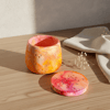 Sunrise Marbled Jewellery Box with Stars Pink Orange Yellow Handmade Gift