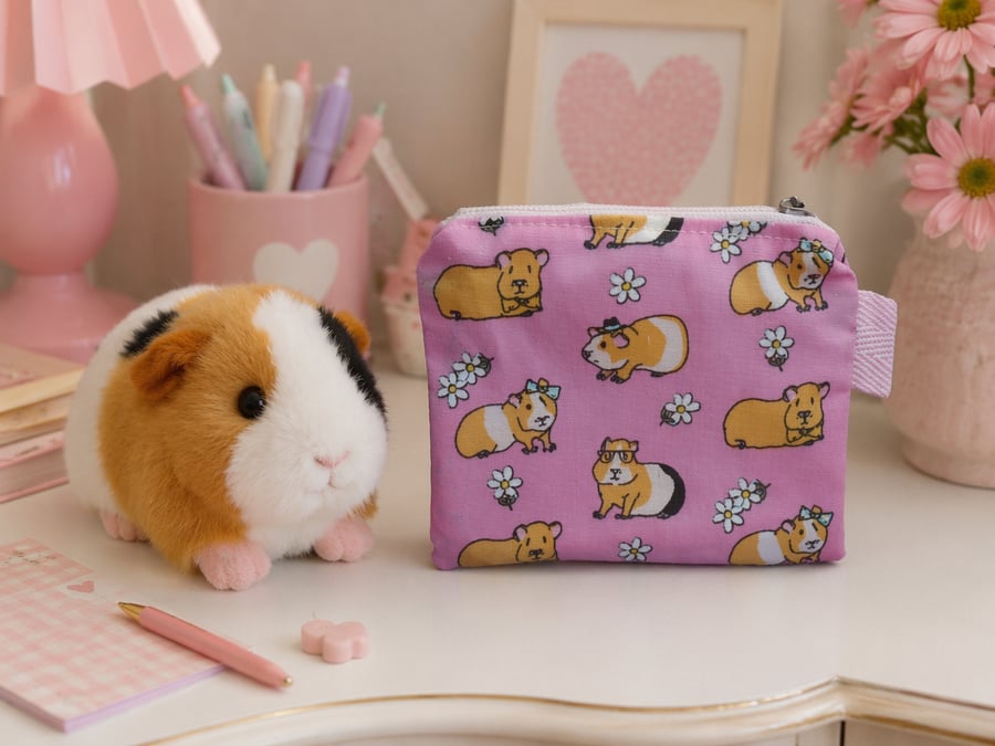 Pink Guinea Pig Purse or Card Holder 