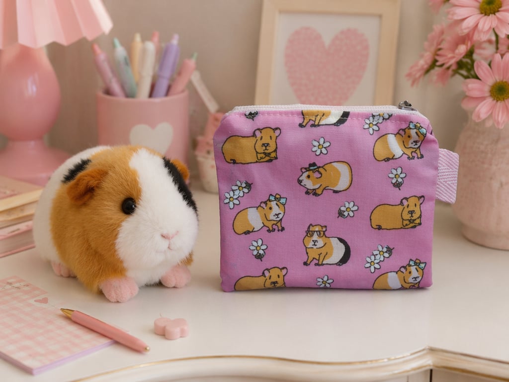 Pink Guinea Pig Purse or Card Holder 