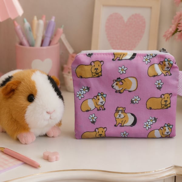 Pink Guinea Pig Purse or Card Holder 