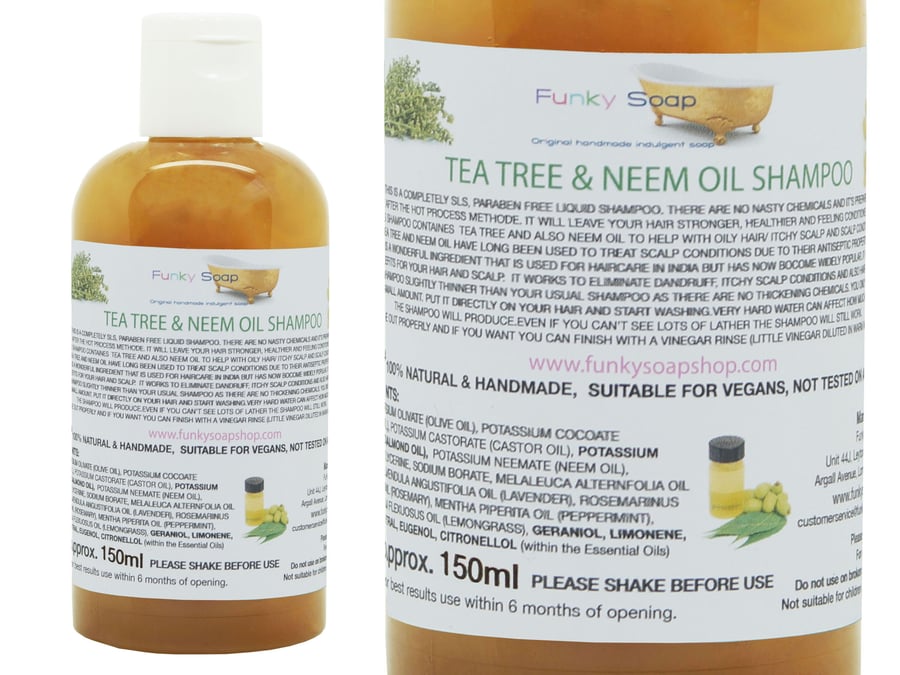 1bottle Liquid Tea Tree & Neem Oil Shampoo 100% Natural SLS Free 150ml