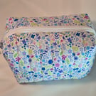 Padded floral cosmetics bag with zip - 'cornflour' fabric design
