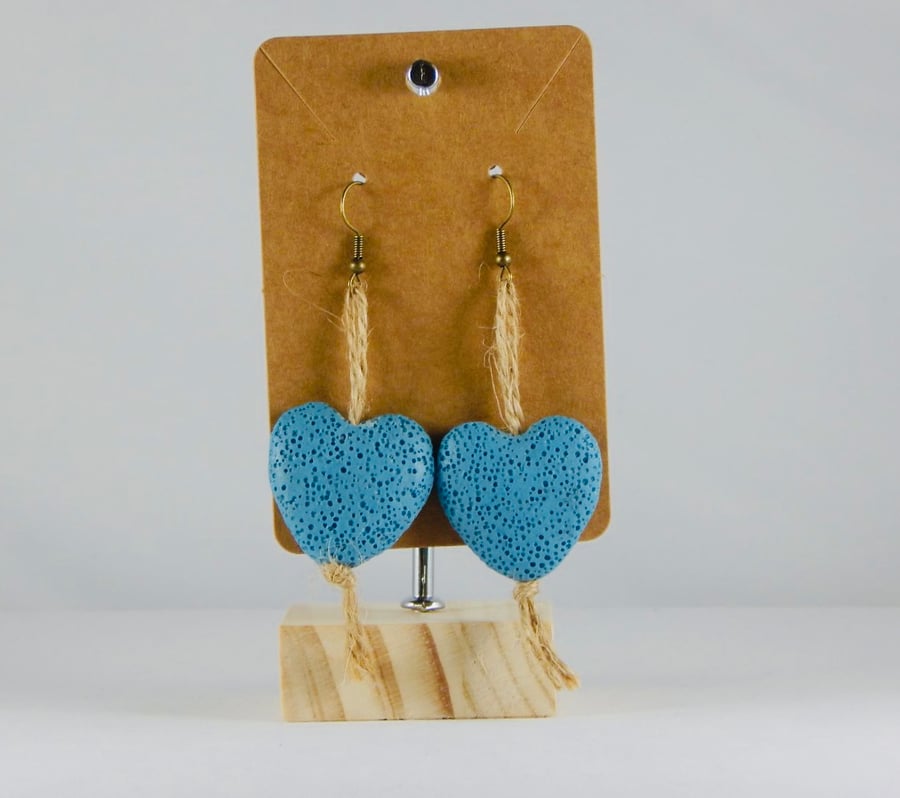 Blue heart earrings