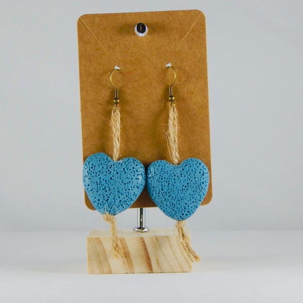 Blue heart earrings