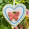 Small Ceramic heart decoration with red butterfly