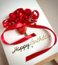 Personalised red rose bouquet birthday card romantic floral keepsake wife gift - Image 1