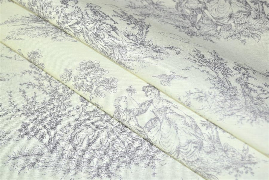 Toile De Jouy Grey Tablecloth ,  Vintage French Square Rectangle Tablecloth