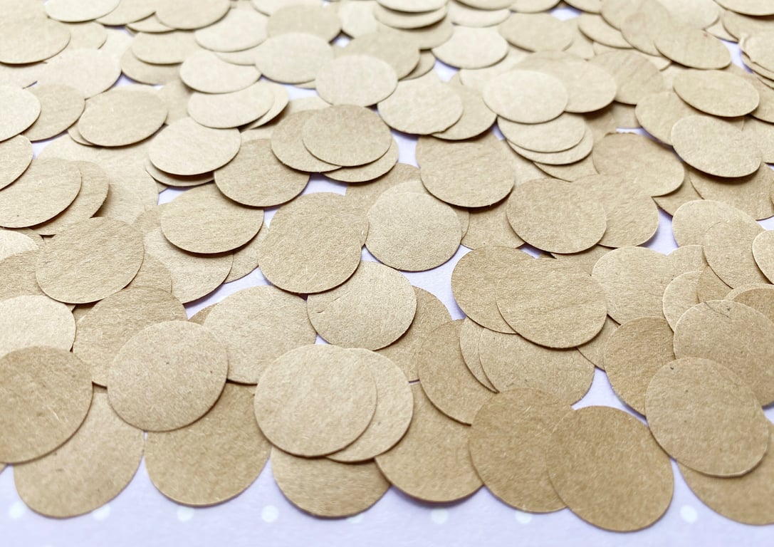 500 Brown Kraft Paper Confetti Circles - Wedding Engagement Party Table Decor