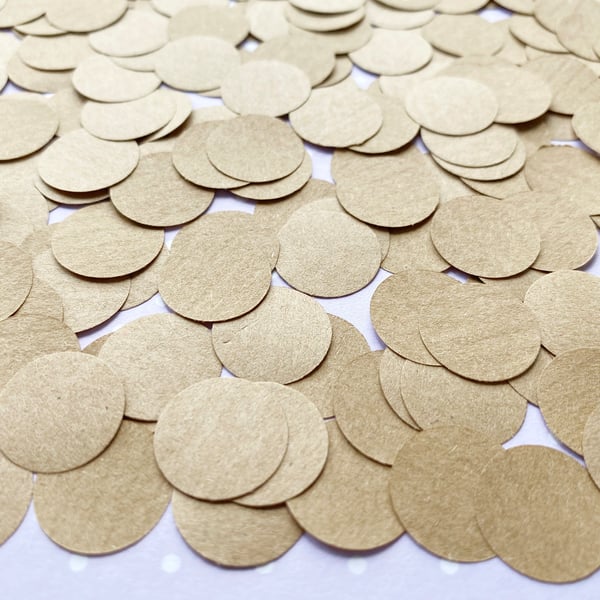 500 Brown Kraft Paper Confetti Circles - Wedding Party Table Decor