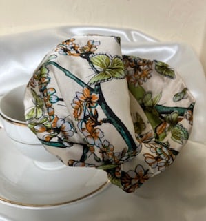 Annie - Green & Cream 40s Style Turban Headband - Wide