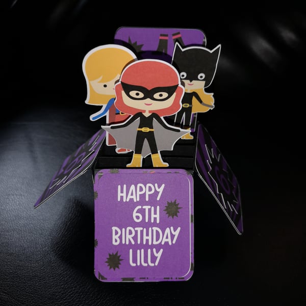 Purple & Black Superhero Card - can be personalised