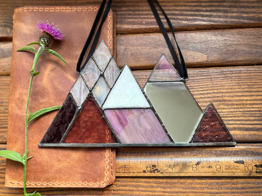 Geometric Stained Glass mountain range Suncatcher 