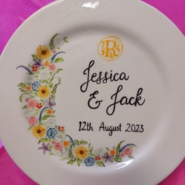 Wedding or anniversary personalised gift, wedding plate, anniversary plate