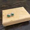 Green sea-glass & silver earrings with rope detail 