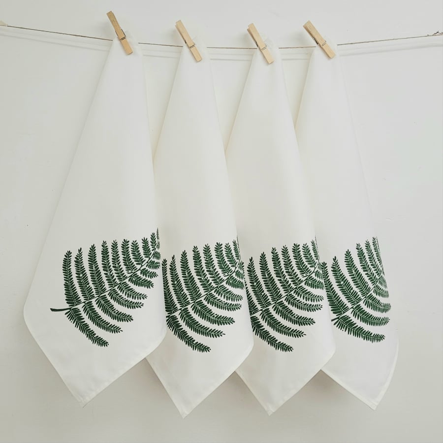 Hand printed fern napkins