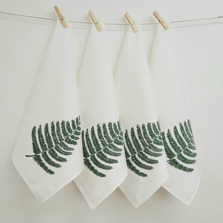 Hand printed fern napkins