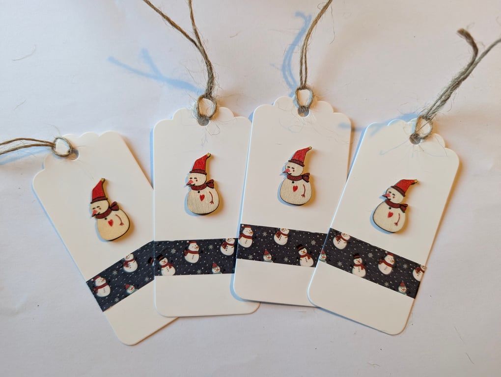Homemade Christmas gift tags pack - snowman