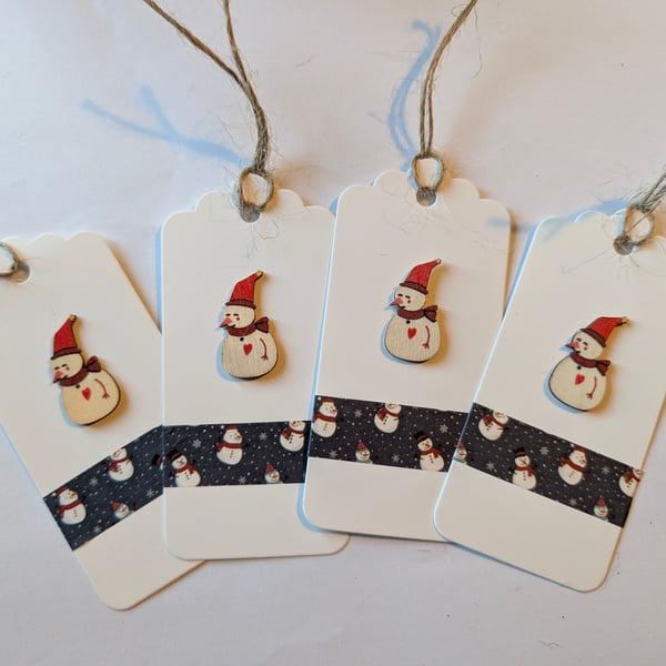 Homemade Christmas gift tags pack - snowman