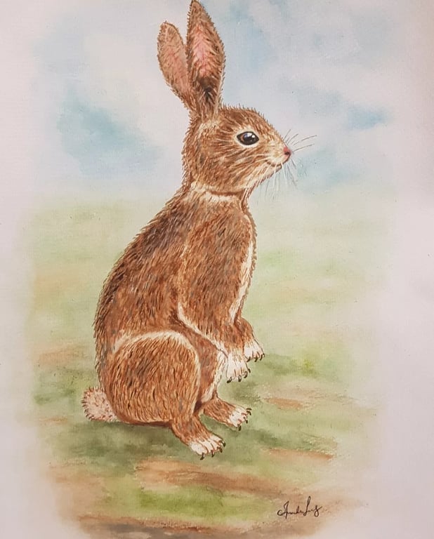 A Fine Day For A Hare - British Wildlife Art Print, Hand signed nostalgic art.