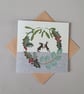 Christmas Boxing Hares with Wreath card - Image 1