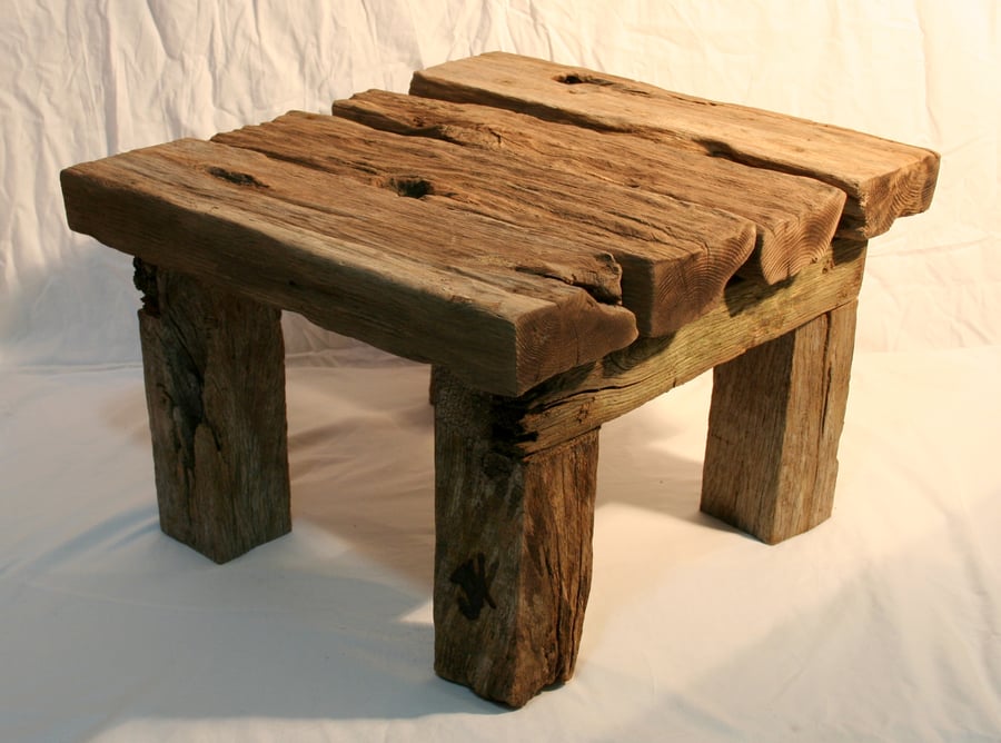 Driftwood & Reclaimed Oak Coffee table, Chunky, Loads of Character, Cornwall UK