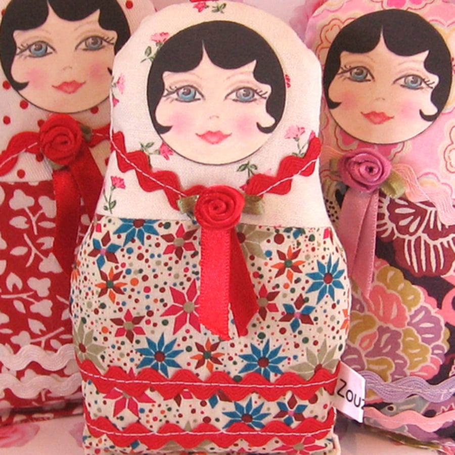 Russian Matryoshka Art Doll with black hair