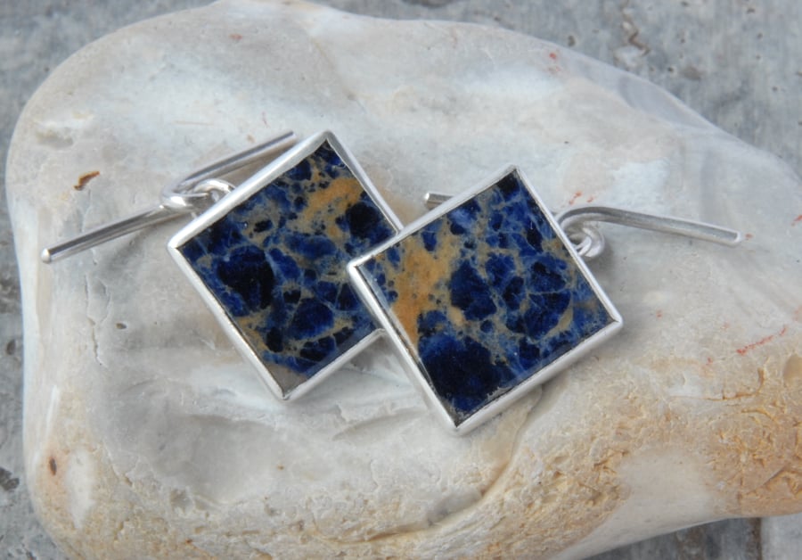 Sterling silver and blue sodalite cufflinks