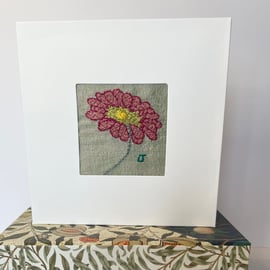 Hand embroidered blank greetings card - ‘Daisy, daisy… No.4’