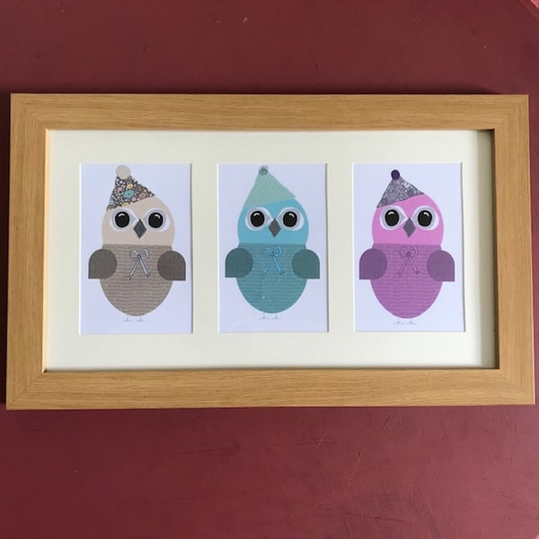 Whimsical Owls Nursery Print for a boy or girl