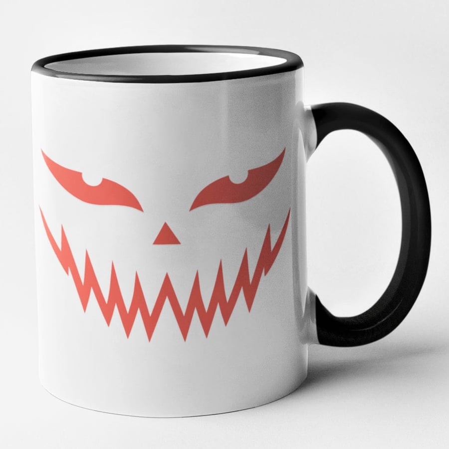 Evil Pumpkin Face Halloween Mug Funny Rude Novelty Halloween Mug Halloween Gift