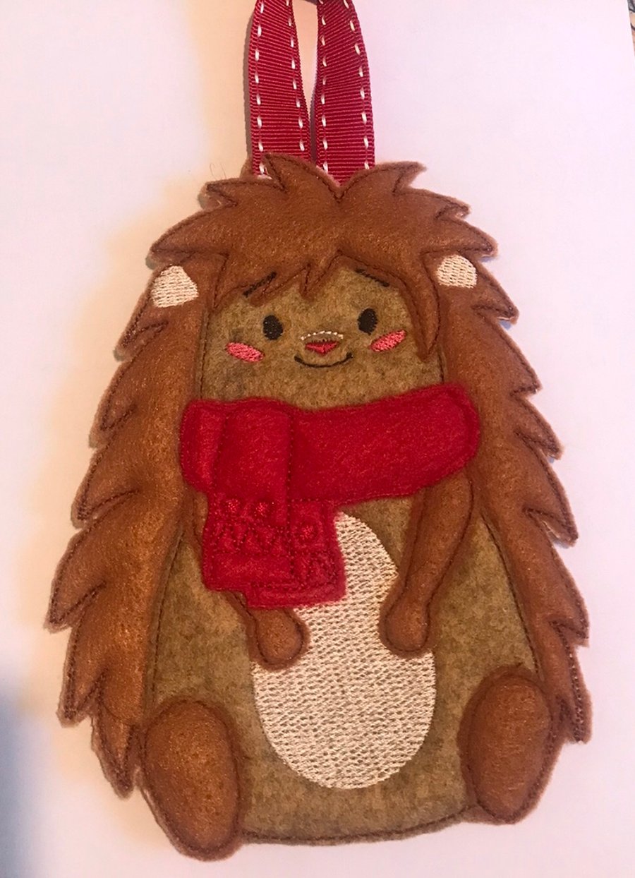 Felt Hedgehog Hanging Decoration, British Wildlife Gift, Woodland Animals