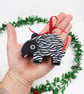 Malayan tapir Christmas tree hanging decorations, cute animal stocking filler. - Image 4
