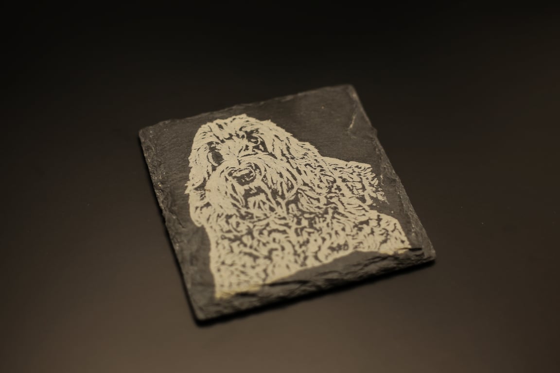 Custom Pet Slate Coaster – Laser Engraved Dog or Cat Portrait, Personalized Gift
