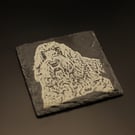 Custom Pet Slate Coaster – Laser Engraved Dog or Cat Portrait, Personalized Gift