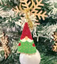 Christmas tree gnome beadwork fringe keyring - Image 3