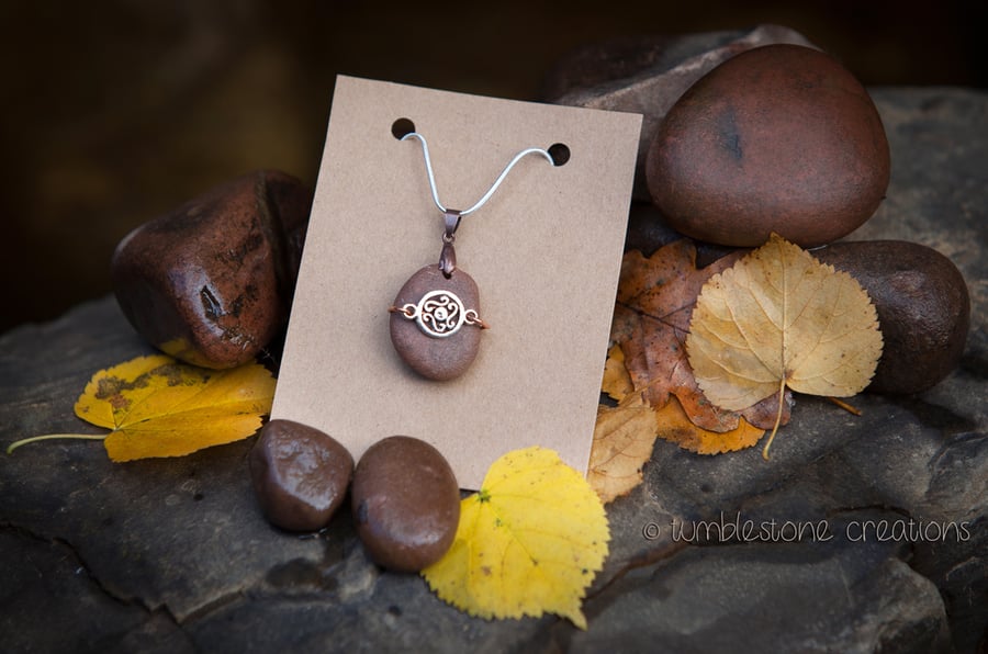 Welsh River Stone Celtic Pendant