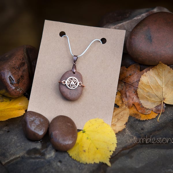 Welsh River Stone Celtic Pendant