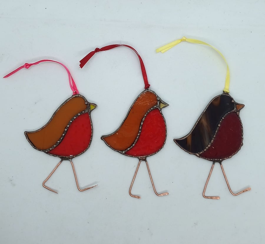 Christmas Robin Stained Glass Sun Catcher Hanging  Decoration